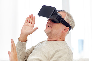 Image showing old man in virtual reality headset or 3d glasses