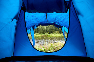 Image showing natural view from outdoor camping tent door