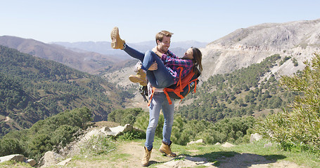 Image showing Romantic couple having fun in nature