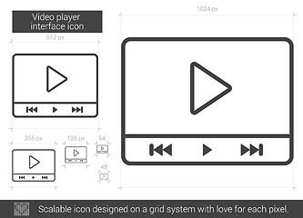 Image showing Video player interface line icon.