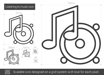 Image showing Listening to music line icon.