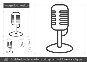 Image showing Vintage microphone line icon.