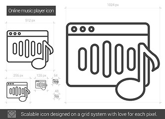 Image showing Online music player line icon.