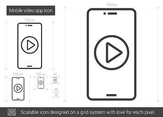 Image showing Mobile video app line icon.