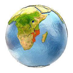 Image showing Mozambique in red on full Earth