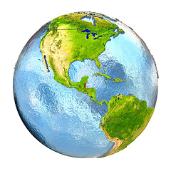 Image showing Belize in red on full Earth