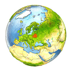 Image showing Belarus in red on full Earth