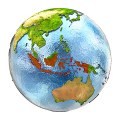 Image showing Indonesia in red on full Earth