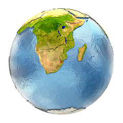 Image showing Swaziland in red on full Earth