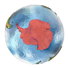Image showing Antarctica in red on full Earth