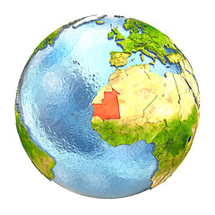 Image showing Mauritania in red on full Earth