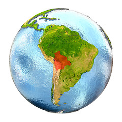 Image showing Bolivia in red on full Earth