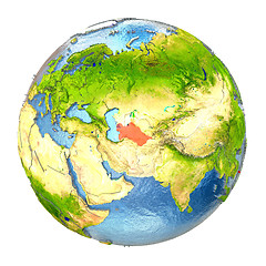 Image showing Turkmenistan in red on full Earth