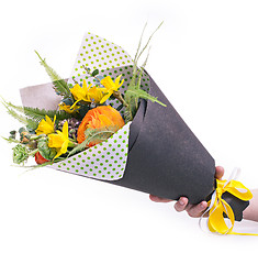 Image showing Ranunkulyus bouquet of red flowers on a white background