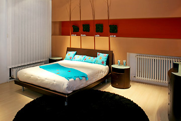 Image showing Bedroom with blue