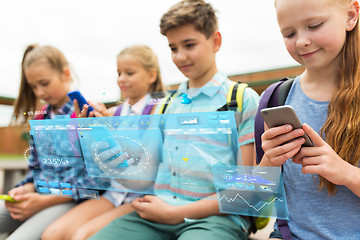 Image showing elementary school students with smartphones