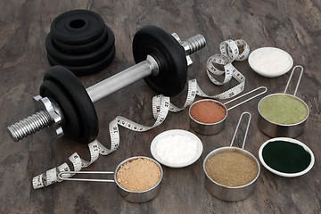 Image showing Body Building Equipment and Food Supplements