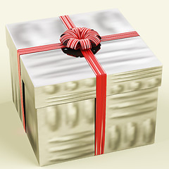 Image showing Silver Gift Box As Birthday Present For Woman