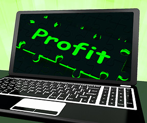 Image showing Profit On Laptop Shows Profitable Earns