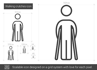 Image showing Walking crutches line icon.