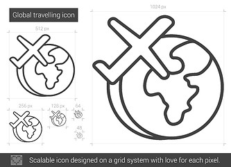 Image showing Global traveling line icon.