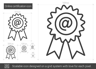 Image showing Online certification line icon.