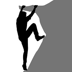Image showing Black silhouette rock climber on white background. illustration
