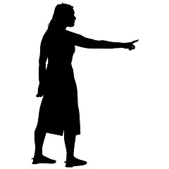 Image showing Black silhouettes of beautiful woman on white background. illustration