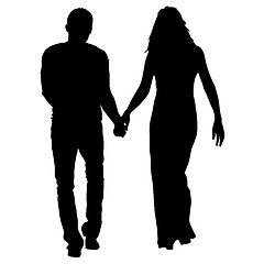 Image showing Couples man and woman silhouettes on a white background. illustration