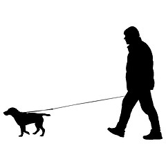 Image showing Silhouette of people and dog. illustration