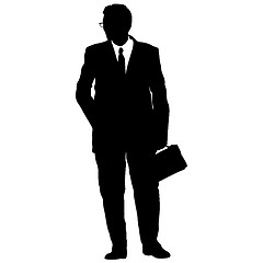 Image showing Silhouette businessman man in suit with tie on a white background. illustration