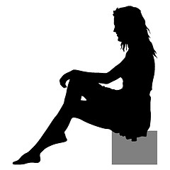 Image showing Black silhouettes of beautiful woman on white background. illustration