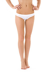 Image showing healthy legs in white bikini panties