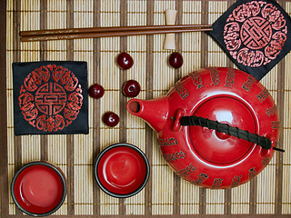 Image showing Oriental tea ceremony set