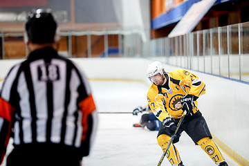 Image showing Moscow, Russia - January, 22, 2017: Amateur hockey league LHL-77. Game between hockey team \