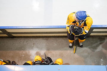 Image showing Moscow, Russia - January, 22, 2017: Amateur hockey league LHL-77. Game between hockey team \