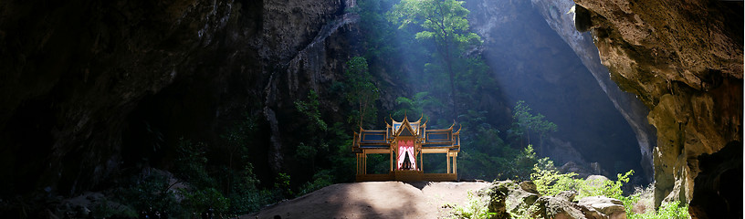 Image showing Photo of buddhist temple in mountain cave