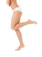 Image showing healthy legs in white bikini panties