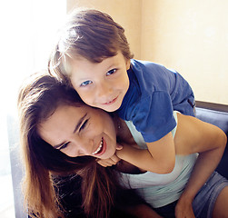 Image showing mother with son, happy family at home