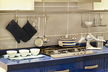 Image showing Blue kitchen detail