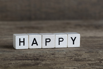 Image showing Happy, written in cubes