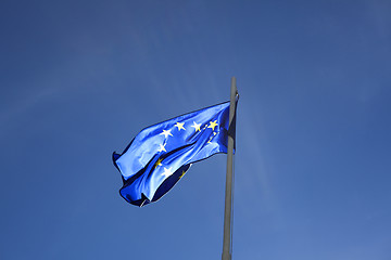 Image showing Flag of European Union on a flagpole