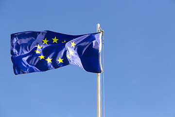 Image showing Flag of European Union on a flagpole