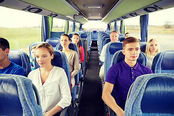 Image showing group of passengers or tourists in travel bus