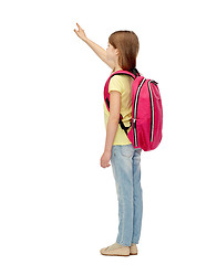 Image showing little student girl with school bag from back