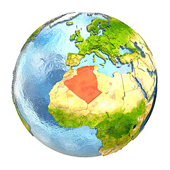 Image showing Algeria in red on full Earth