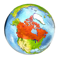 Image showing Canada in red on full Earth