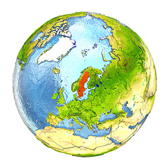 Image showing Sweden in red on full Earth