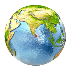 Image showing Sri Lanka in red on full Earth