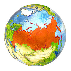 Image showing Russia in red on full Earth